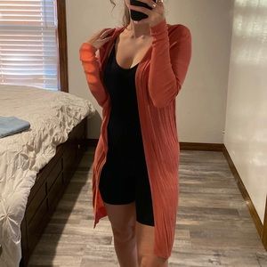 rust colored duster sweater